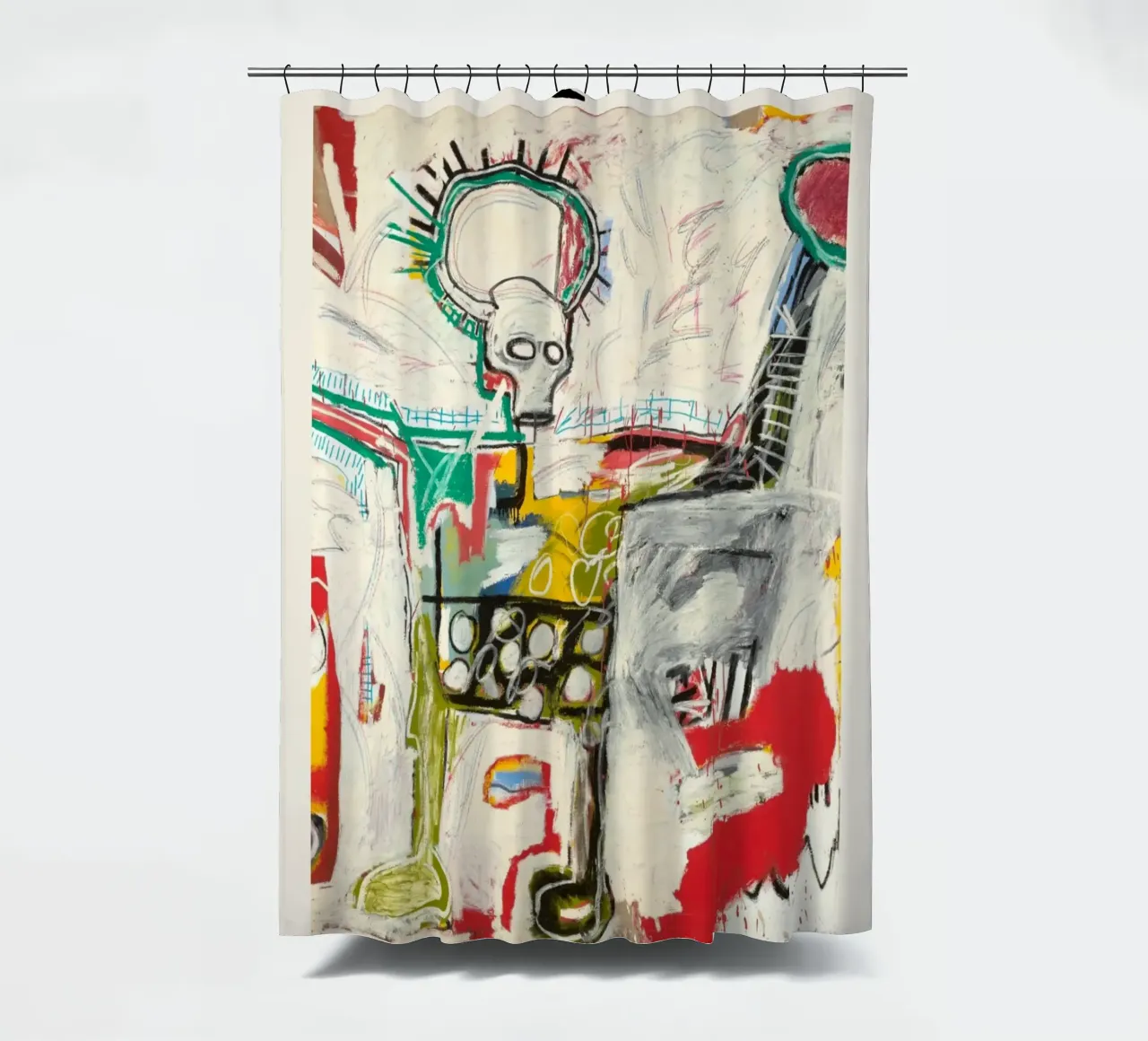 Basquiat "Senza titolo (Cane col teschio)" Potenza cruda neo-espressionista tenda da doccia da NorwesClub