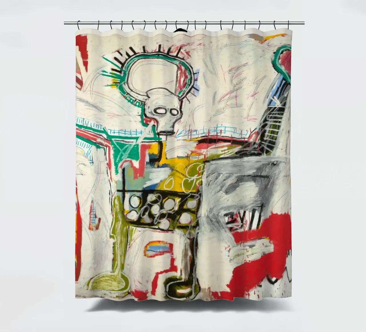 Basquiat "Senza titolo (Cane col teschio)" Potenza cruda neo-espressionista tenda da doccia da NorwesClub