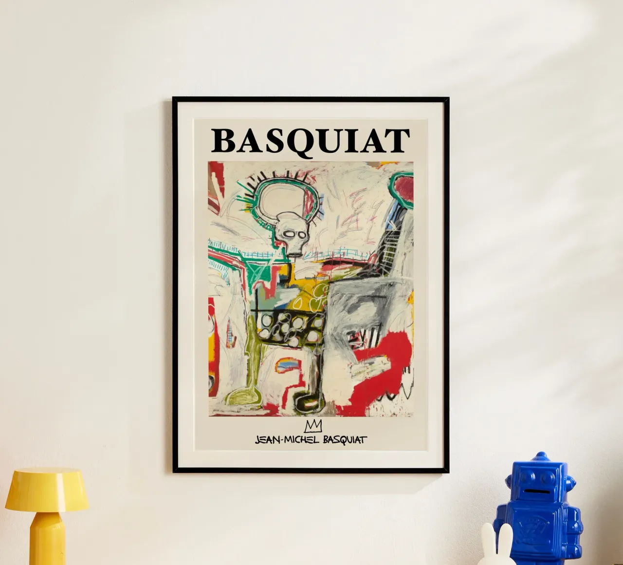 Basquiat "Senza titolo (Cane col teschio)" Potenza cruda neo-espressionista poster con telaio in legno da NorwesClub