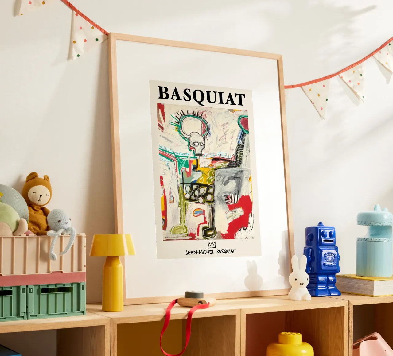Basquiat "Senza titolo (Cane col teschio)" Potenza cruda neo-espressionista poster con telaio in legno da NorwesClub