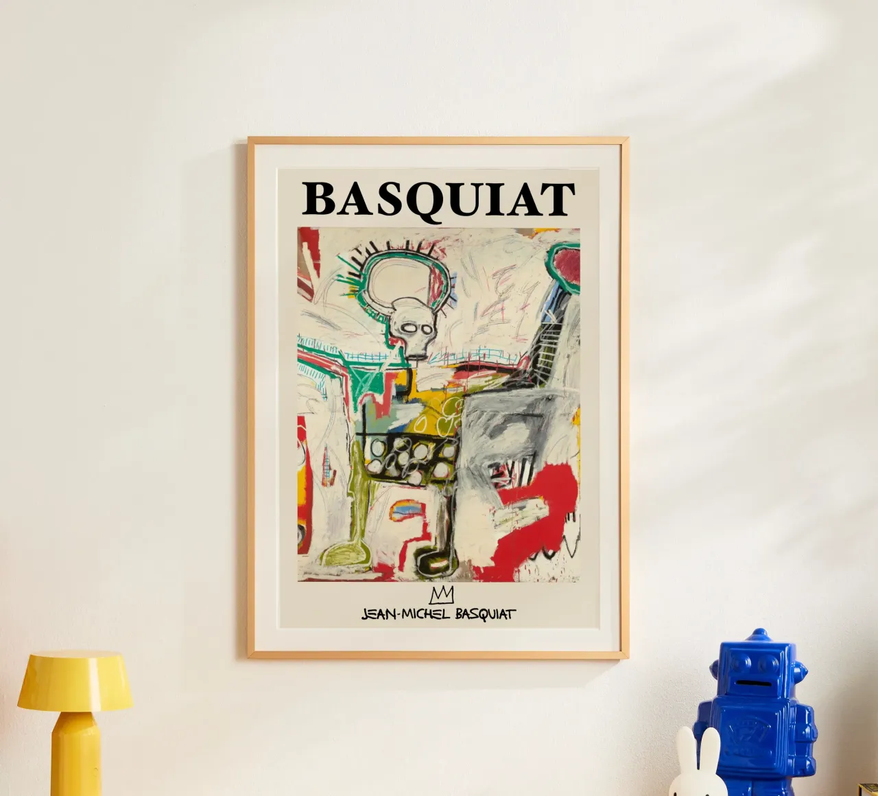 Basquiat "Senza titolo (Cane col teschio)" Potenza cruda neo-espressionista poster con telaio in legno da NorwesClub