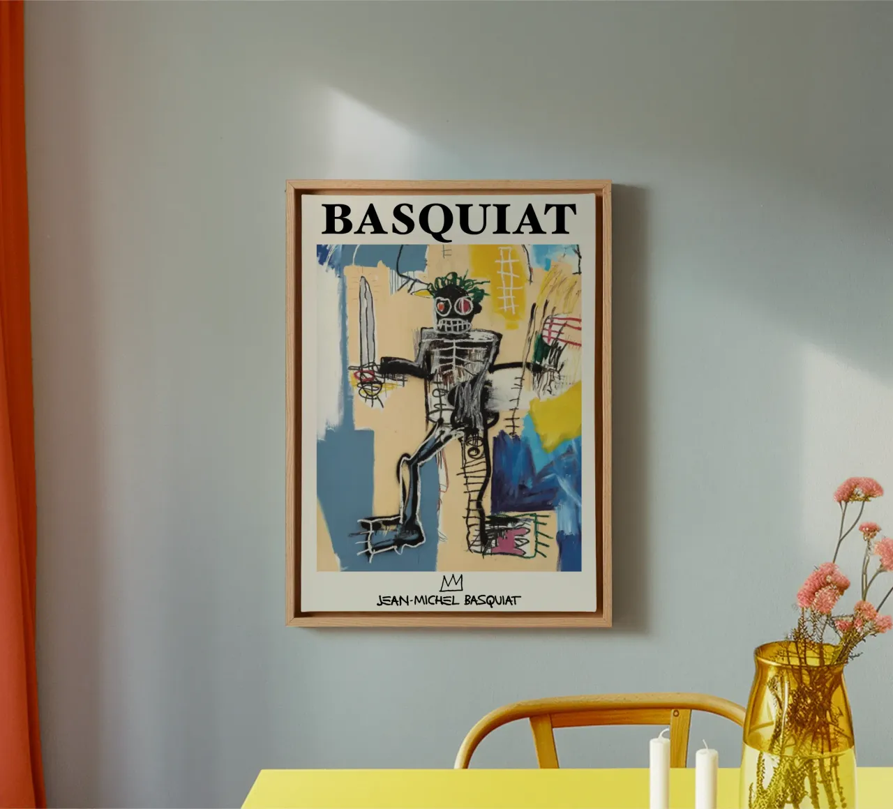 Basquiat "Warrior" Neo-Expressionist Hero Icon - Bold Art canvas with Floater frame by NorwesClub