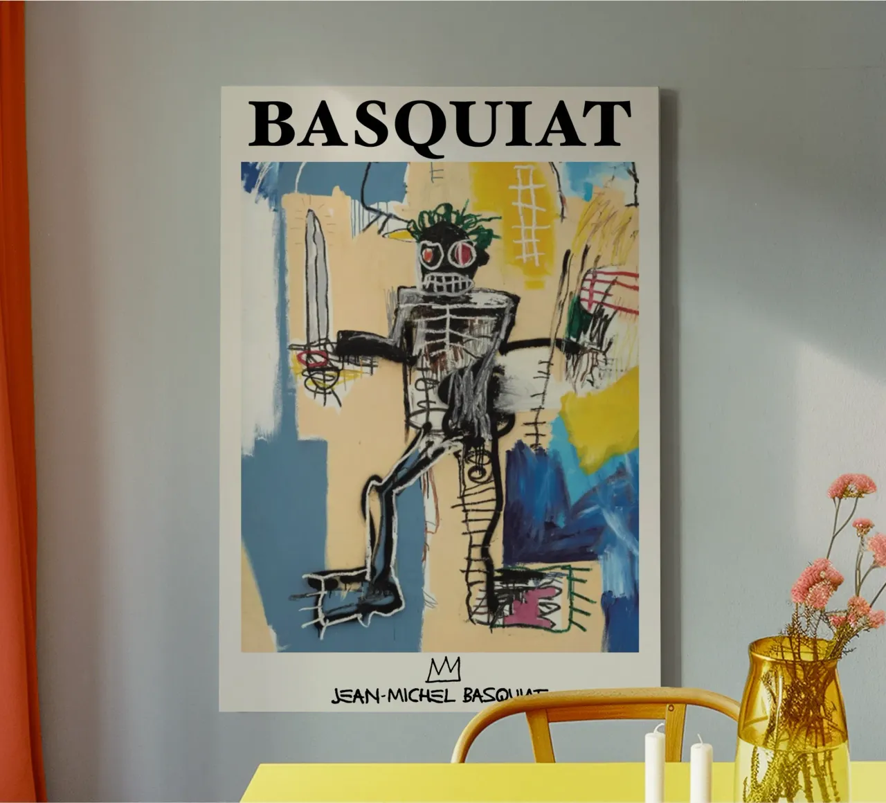 Basquiat "Warrior" Neo-Expressionist Hero Icon - Bold Art canvas with Floater frame by NorwesClub