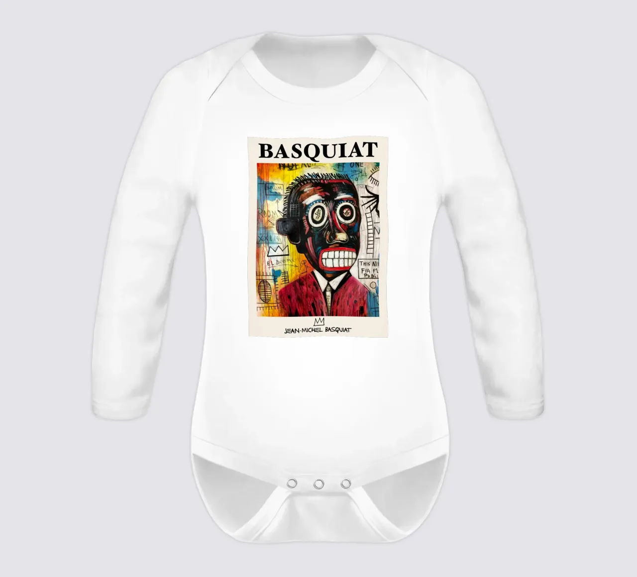 Basquiat "Studio di testa" Ritratto di potere neo-espressionista body neonato maniche lunghe da NorwesClub