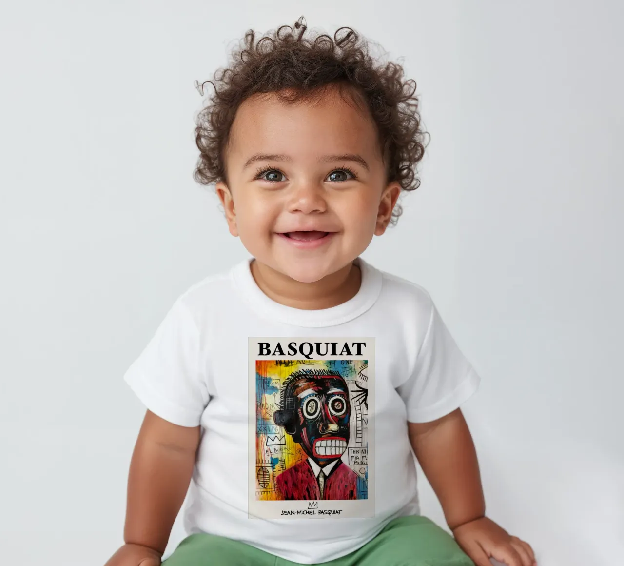 Basquiat "Studio di testa" Ritratto di potere neo-espressionista maglietta neonato da NorwesClub