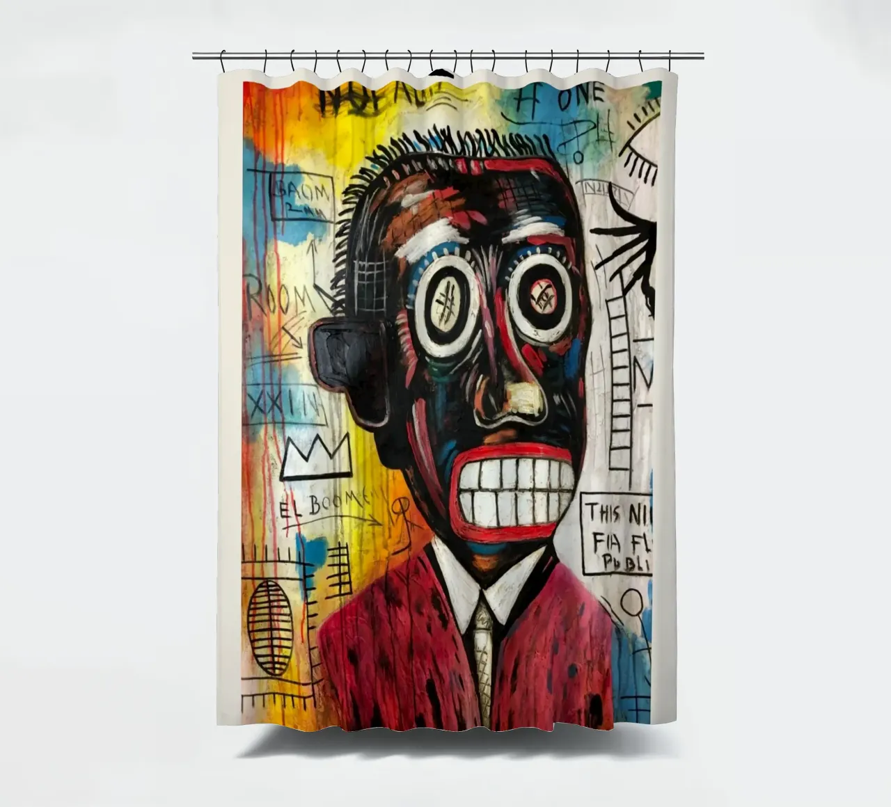 Basquiat "Studio di testa" Ritratto di potere neo-espressionista tenda da doccia da NorwesClub