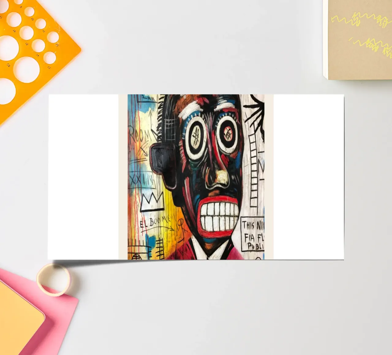 Basquiat "Studio di testa" Ritratto di potere neo-espressionista foglio adesivo da NorwesClub