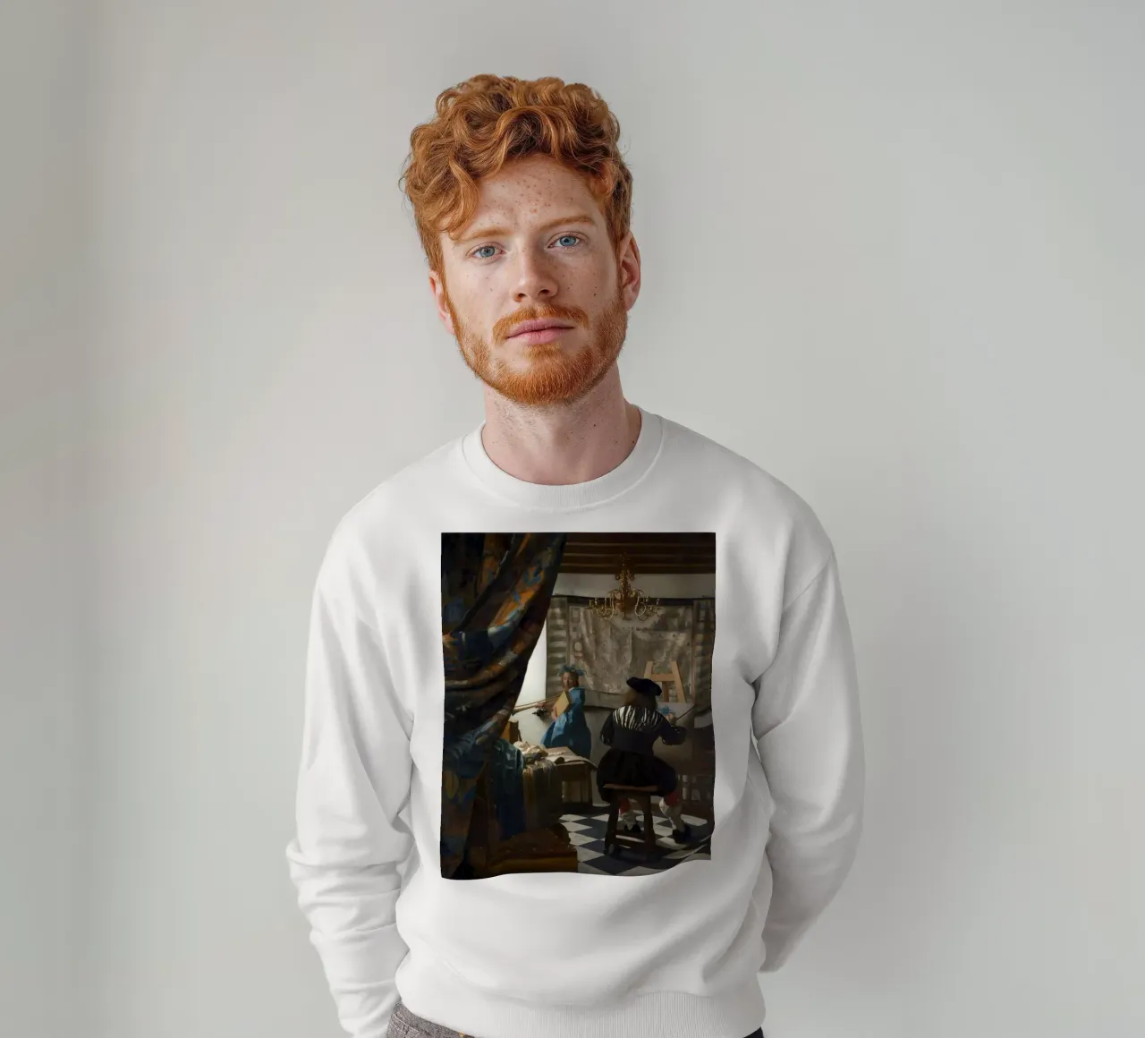 vermeer - un pittore nel suo studio, che dipinge un modello femminile felpa da The Dinda