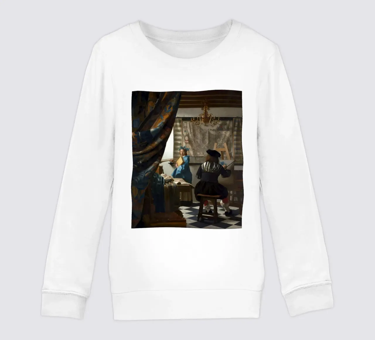 vermeer - un pittore nel suo studio, che dipinge un modello femminile felpa bambino da The Dinda