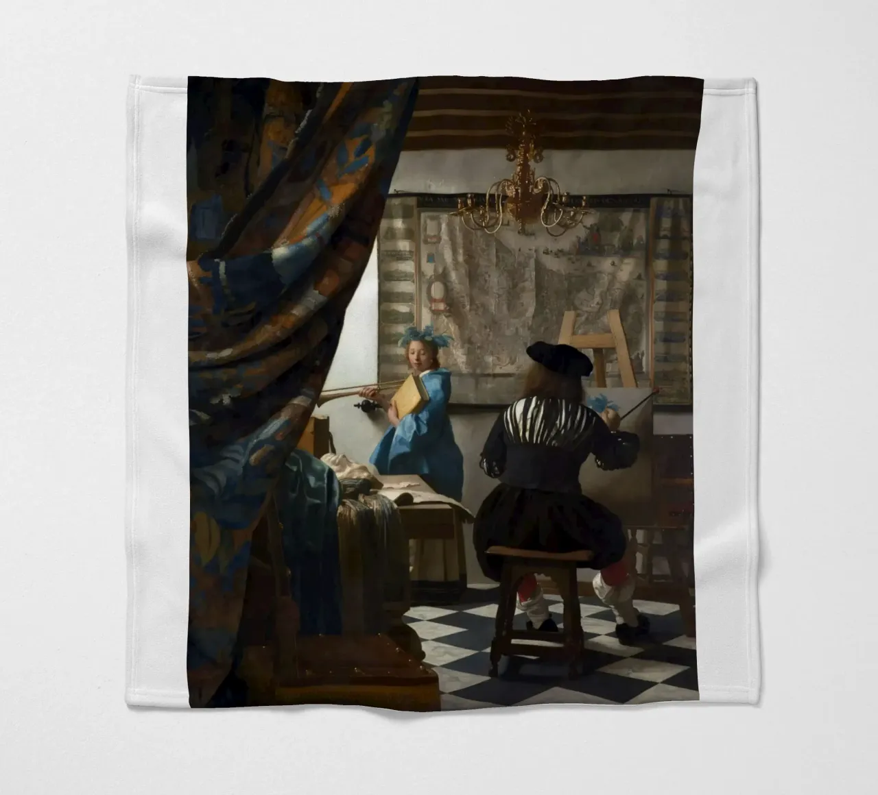 vermeer - un pittore nel suo studio, che dipinge un modello femminile coperta in pile da The Dinda
