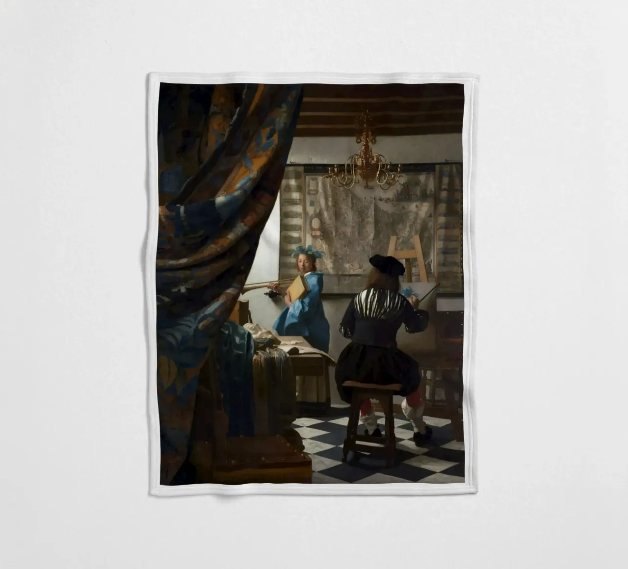 vermeer - un pittore nel suo studio, che dipinge un modello femminile coperta in pile da The Dinda
