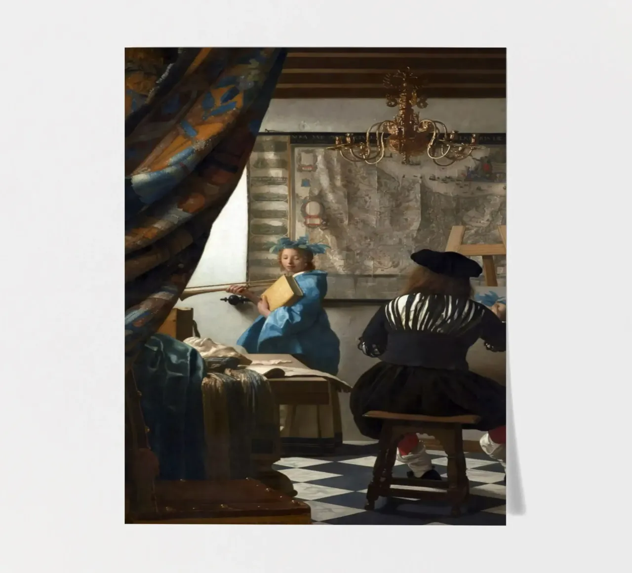 vermeer - un pittore nel suo studio, che dipinge un modello femminile foglio adesivo da The Dinda