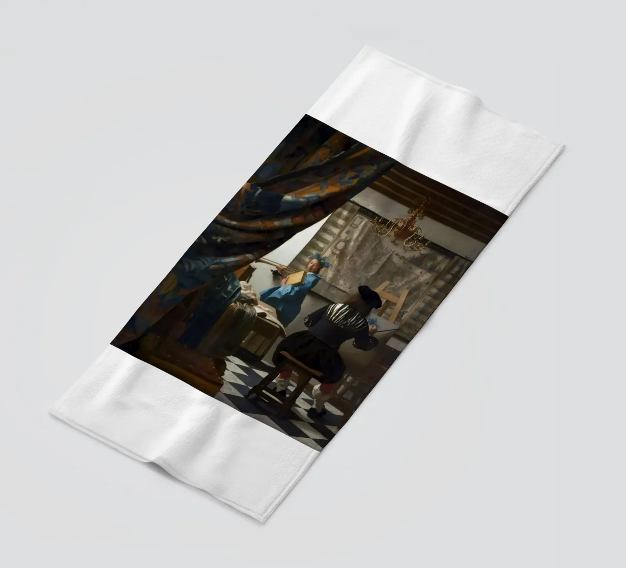 vermeer - un pittore nel suo studio, che dipinge un modello femminile telo mare da The Dinda