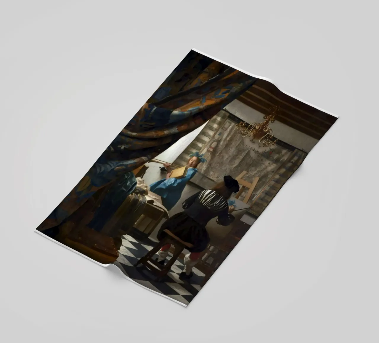 vermeer - un pittore nel suo studio, che dipinge un modello femminile telo mare da The Dinda
