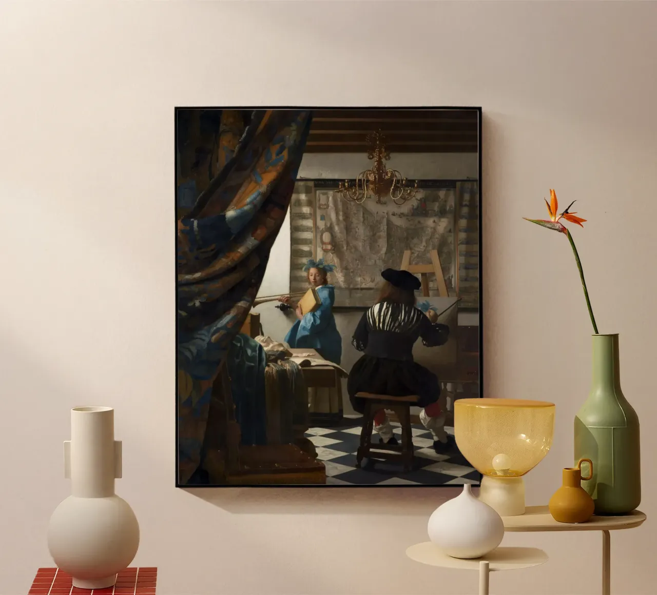 vermeer - un pittore nel suo studio, che dipinge un modello femminile plexiglass da The Dinda