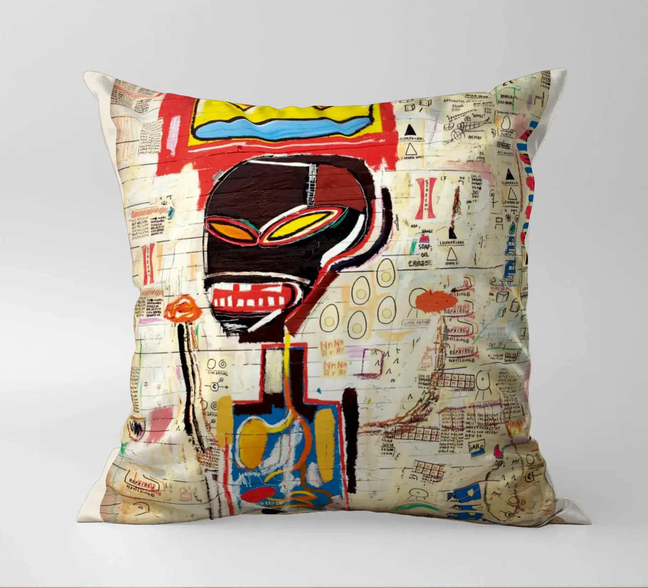Basquiat "Senza titolo (corona e anatomia)" Icona neo-espressionista cuscino da NorwesClub