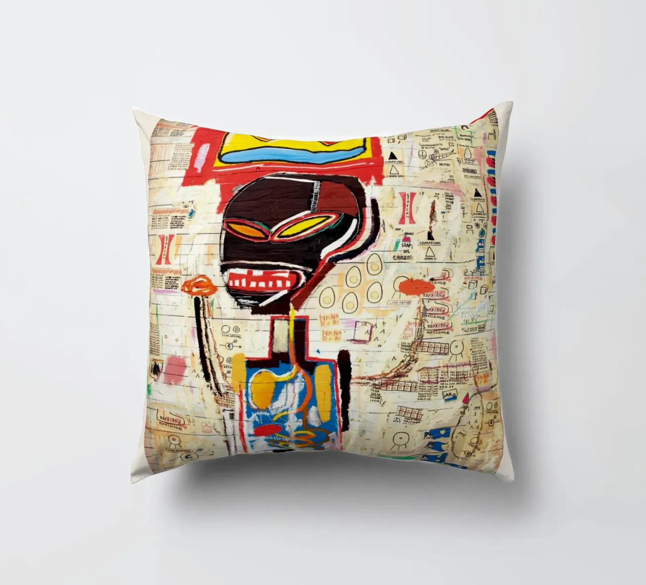 Basquiat "Senza titolo (corona e anatomia)" Icona neo-espressionista cuscino da NorwesClub