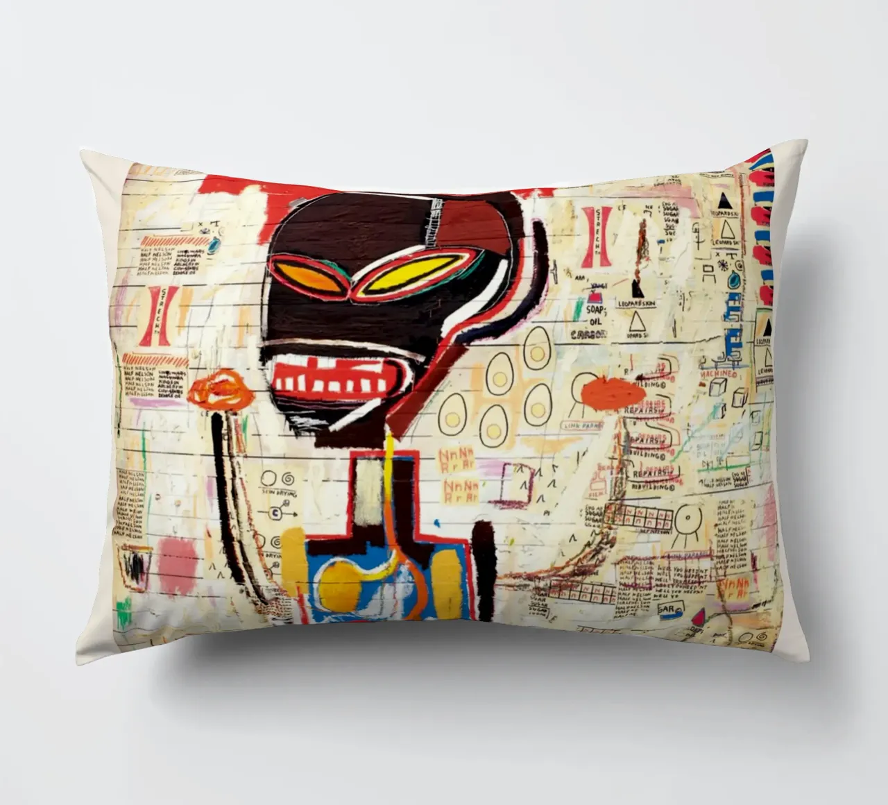 Basquiat "Senza titolo (corona e anatomia)" Icona neo-espressionista cuscino da NorwesClub