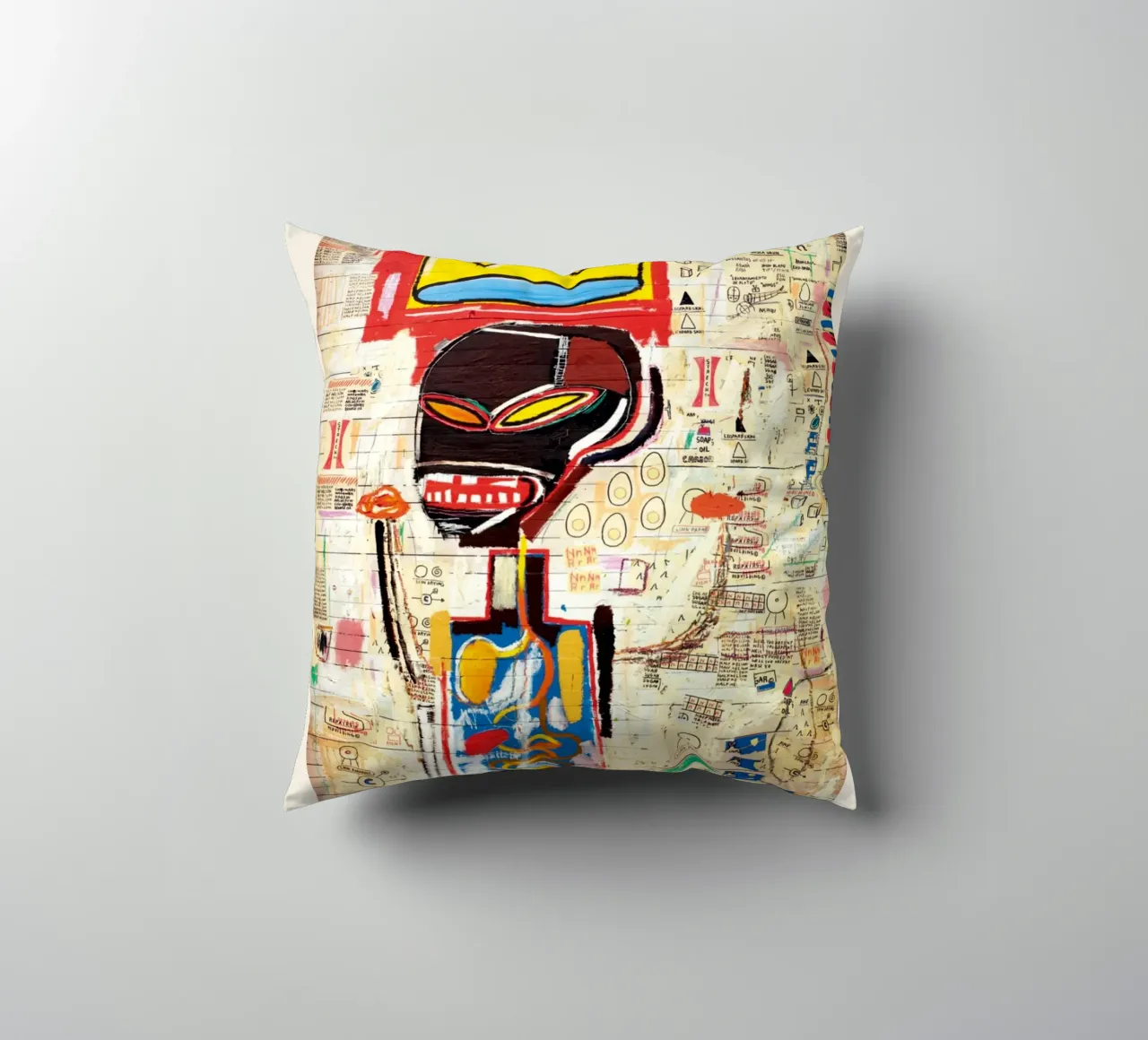 Basquiat "Senza titolo (corona e anatomia)" Icona neo-espressionista cuscino da NorwesClub