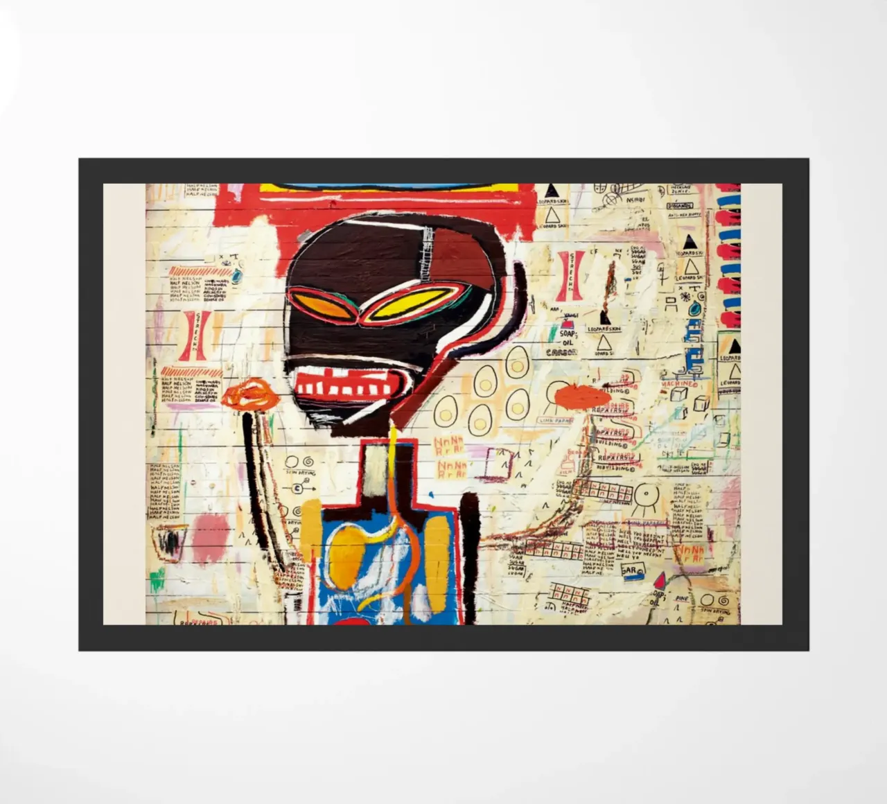 Basquiat "Senza titolo (corona e anatomia)" Icona neo-espressionista zerbino da NorwesClub