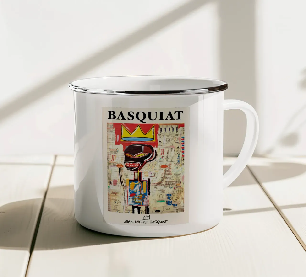 Basquiat "Senza titolo (corona e anatomia)" Icona neo-espressionista tazza in smalto da NorwesClub