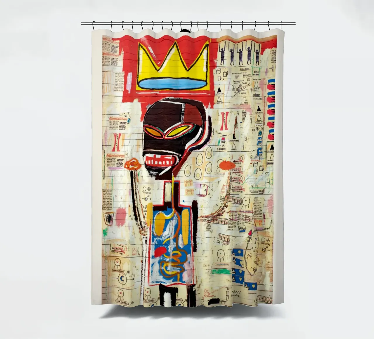 Basquiat "Senza titolo (corona e anatomia)" Icona neo-espressionista tenda da doccia da NorwesClub