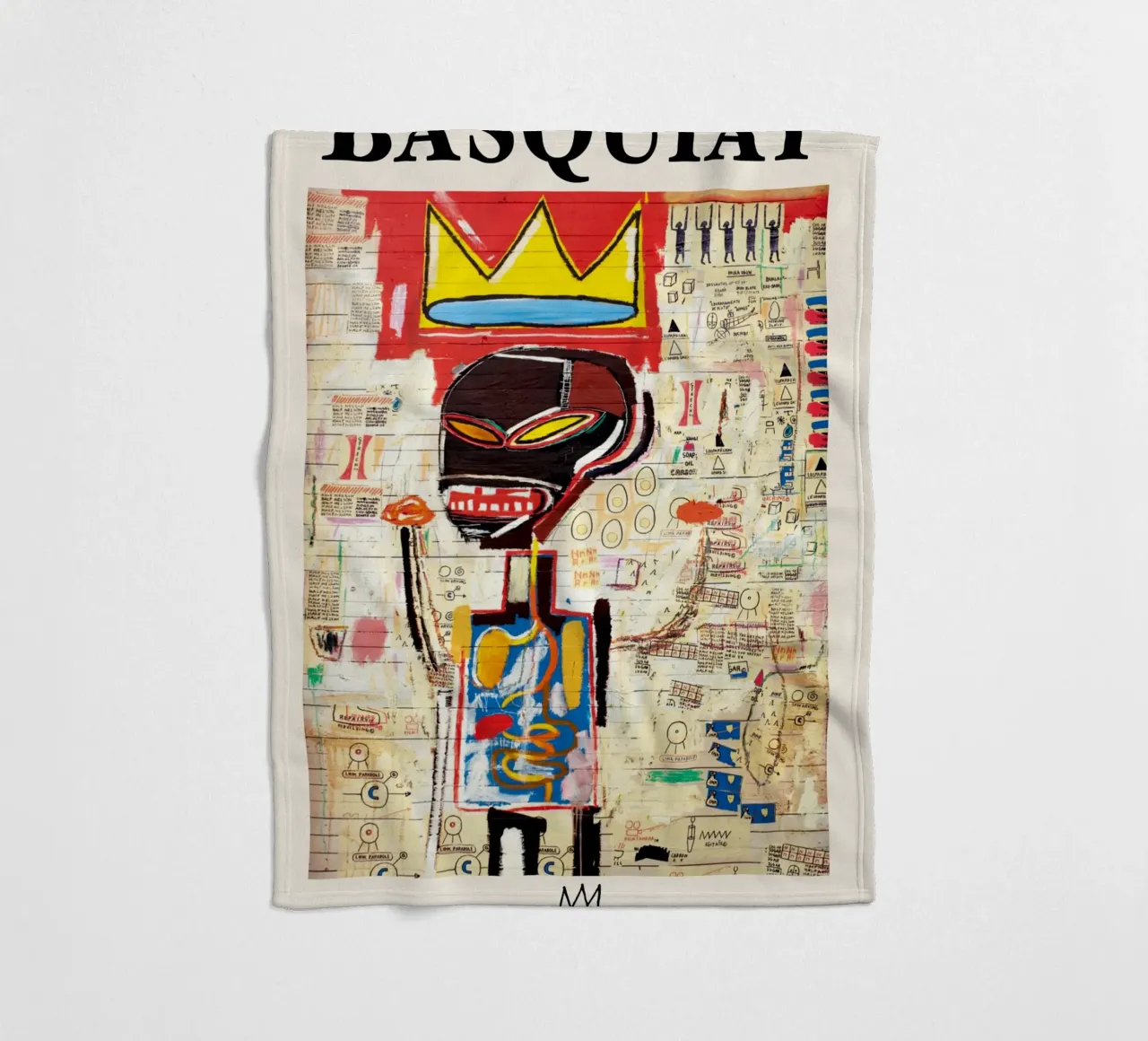 Basquiat "Untitled (Crown & Anatomy)" Neo-Expressionist Icon fleece blanket by NorwesClub