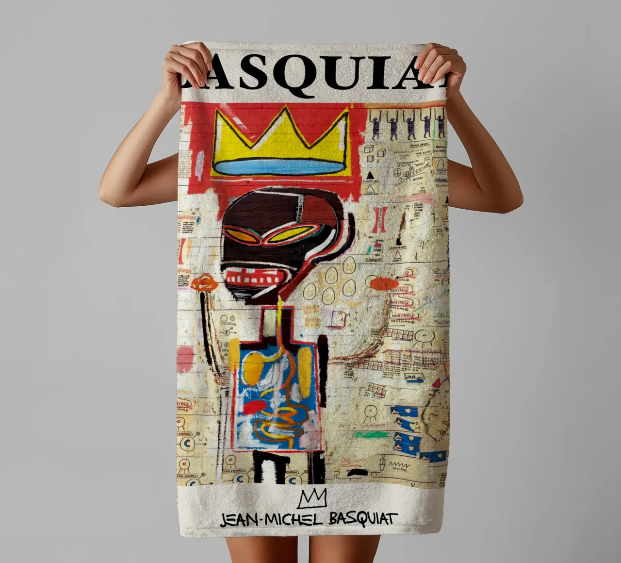Basquiat "Senza titolo (corona e anatomia)" Icona neo-espressionista asciugamano da bagno da NorwesClub