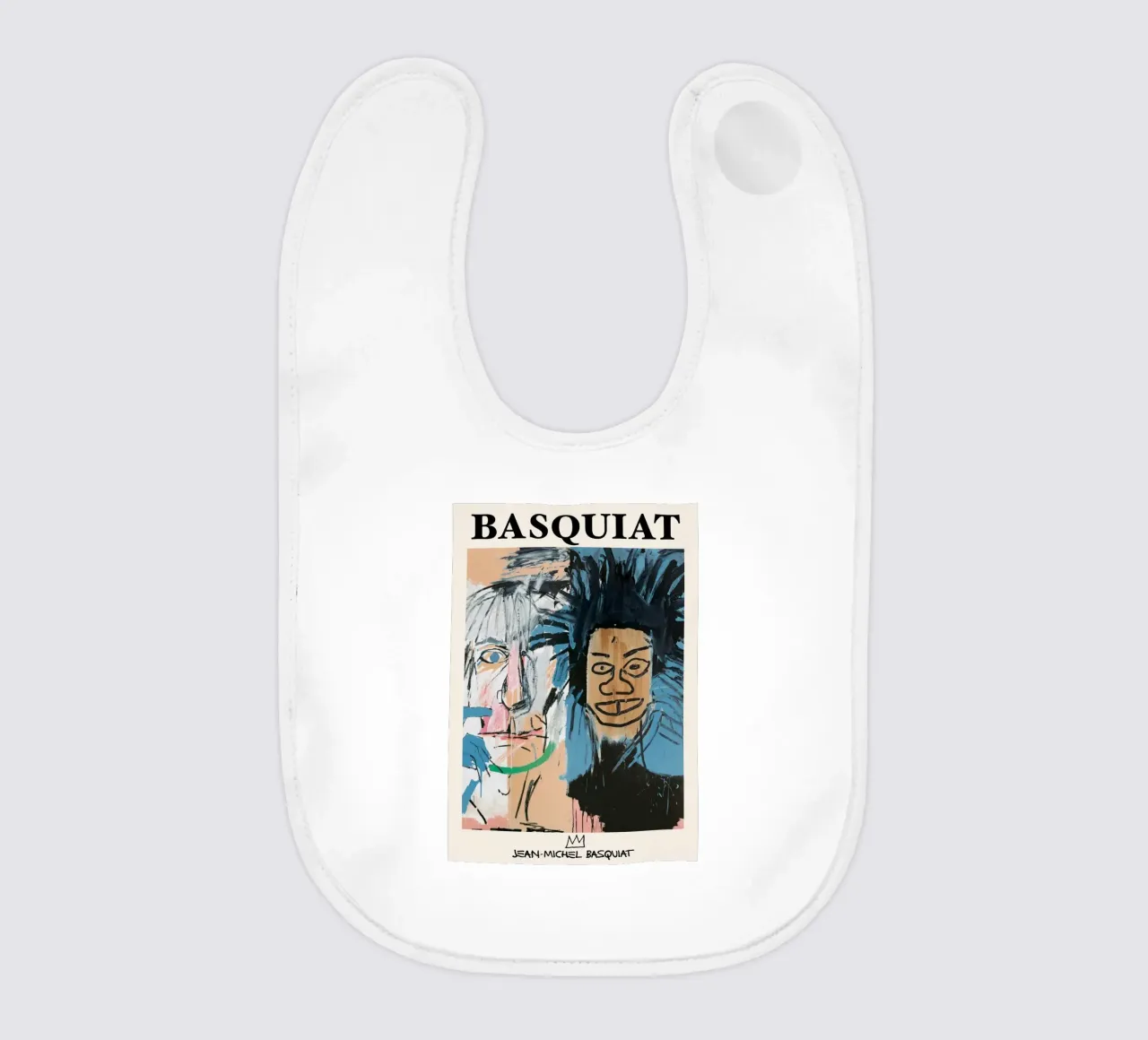 Poster della collaborazione pop art Basquiat Warhol "Dos Cabezas bavaglino da NorwesClub