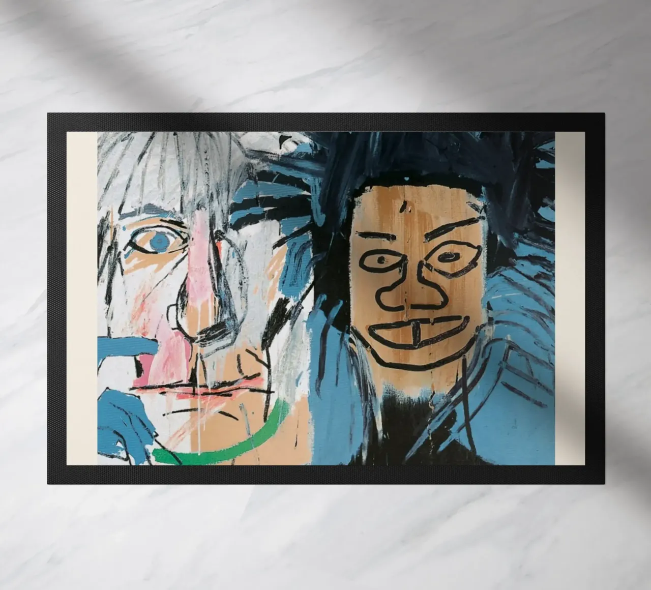 Poster della collaborazione pop art Basquiat Warhol "Dos Cabezas zerbino da NorwesClub