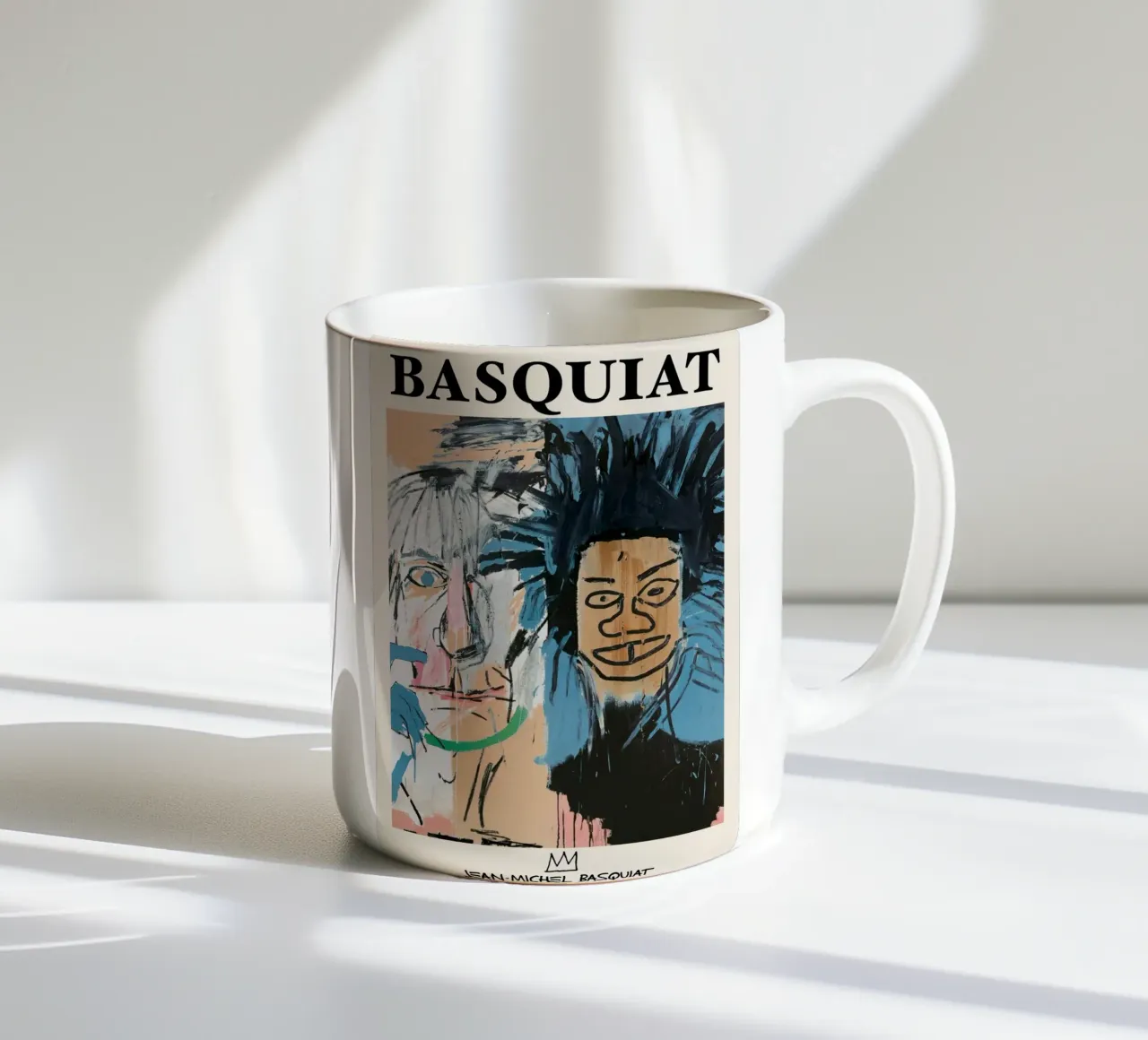 Poster della collaborazione pop art Basquiat Warhol "Dos Cabezas tazza in ceramica da NorwesClub