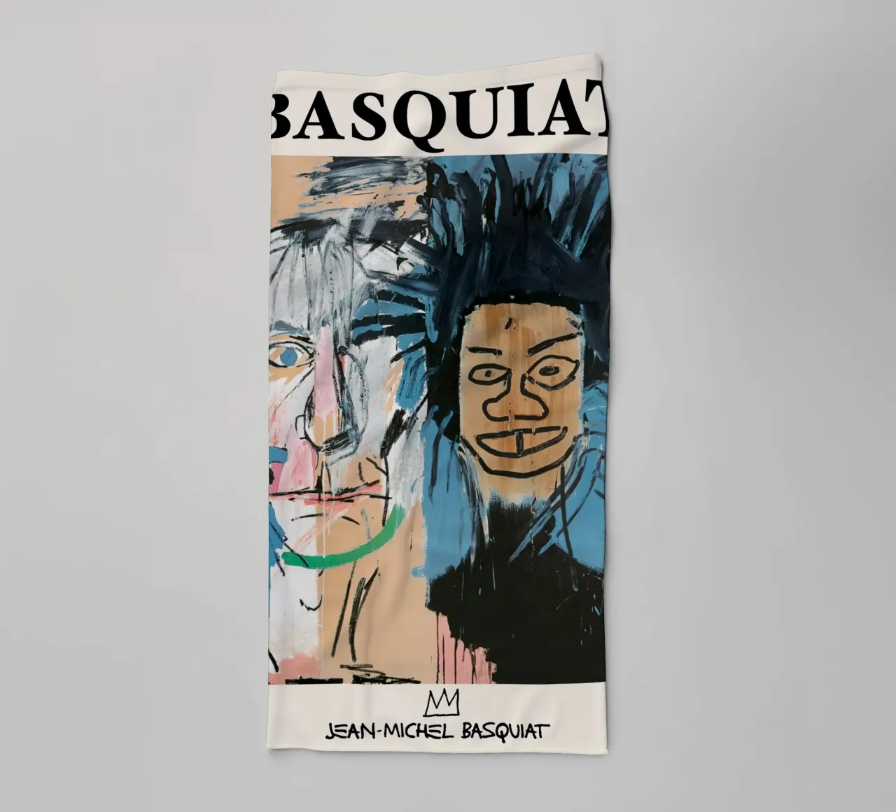 Poster della collaborazione pop art Basquiat Warhol "Dos Cabezas asciugamano da bagno da NorwesClub