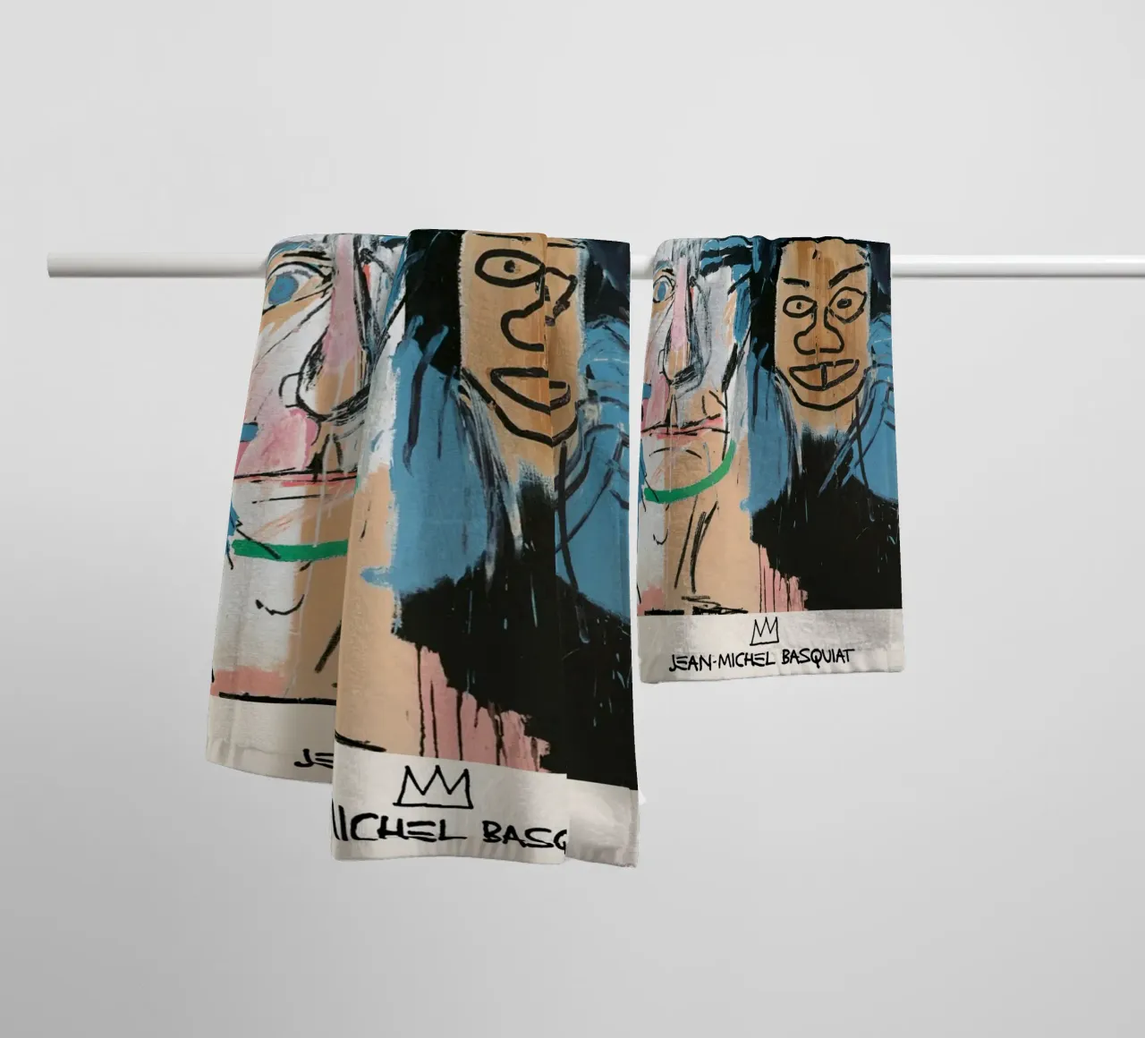 Poster della collaborazione pop art Basquiat Warhol "Dos Cabezas asciugamano da bagno da NorwesClub