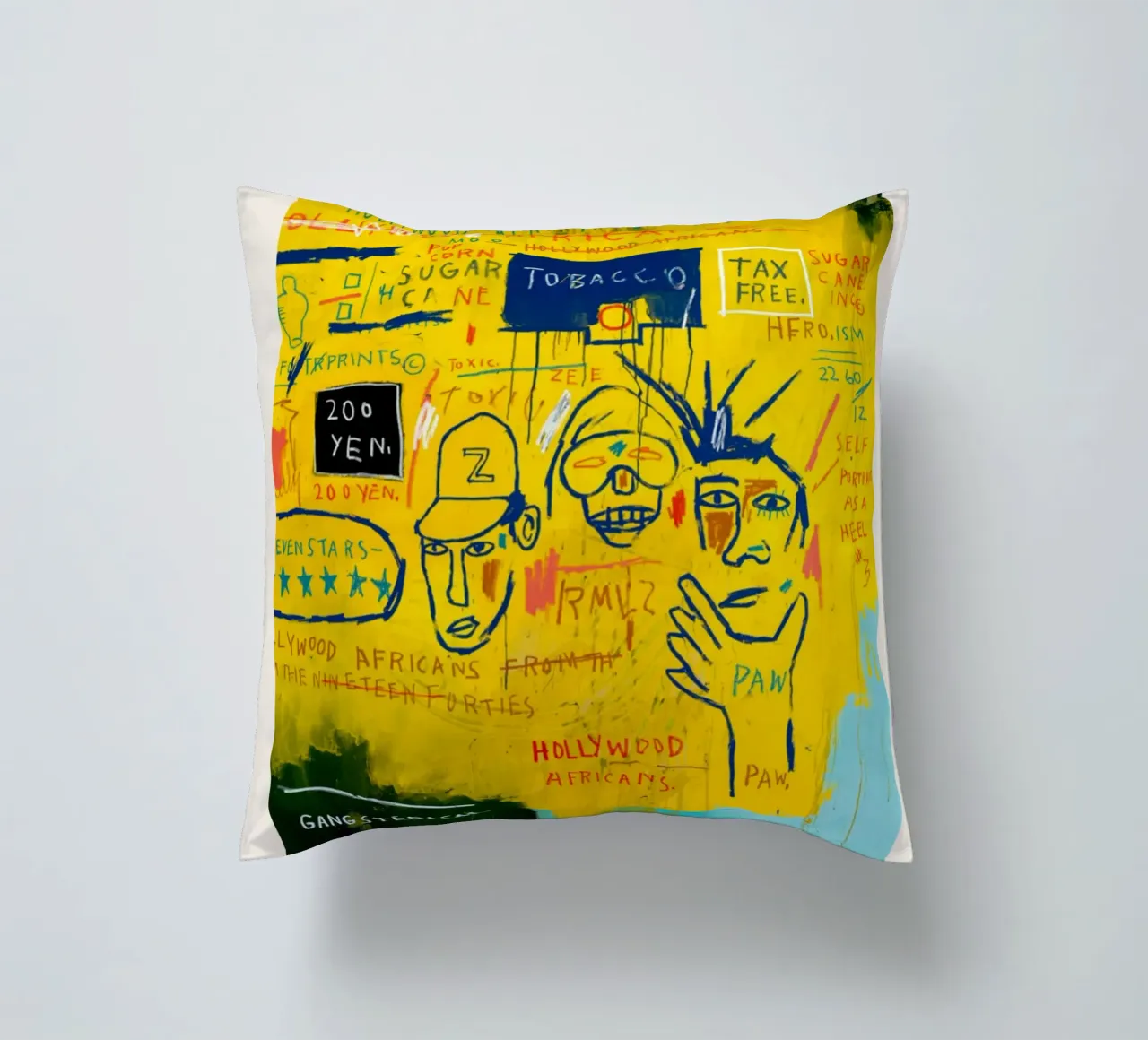 Basquiat "Hollywood Africans" Neo-espressionista culturale Ico cuscino da NorwesClub