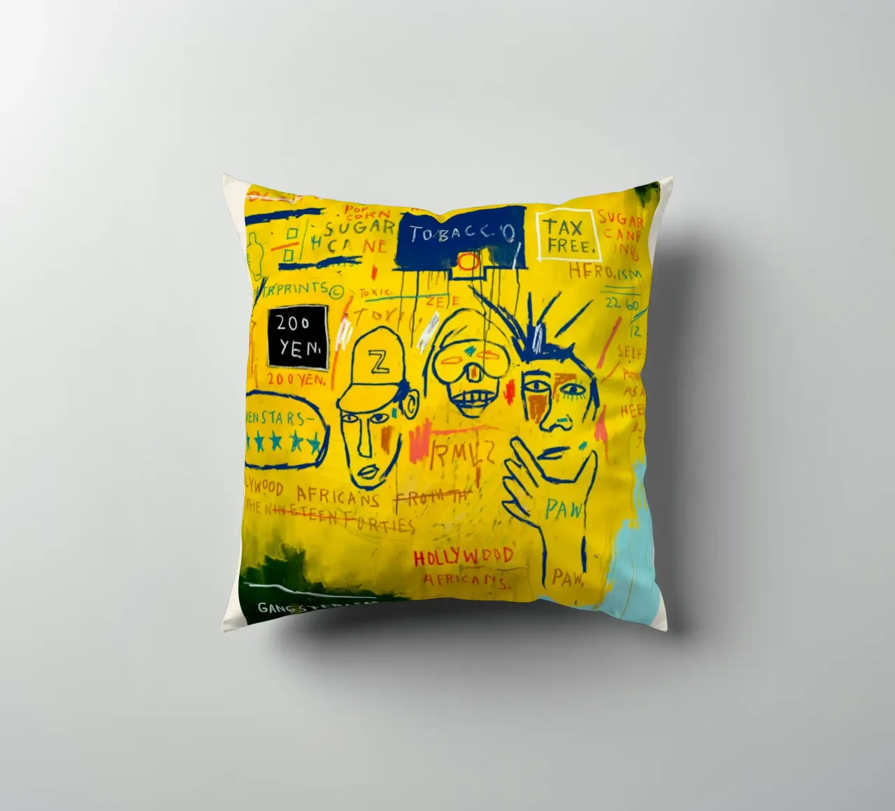 Basquiat "Hollywood Africans" Neo-espressionista culturale Ico cuscino da NorwesClub