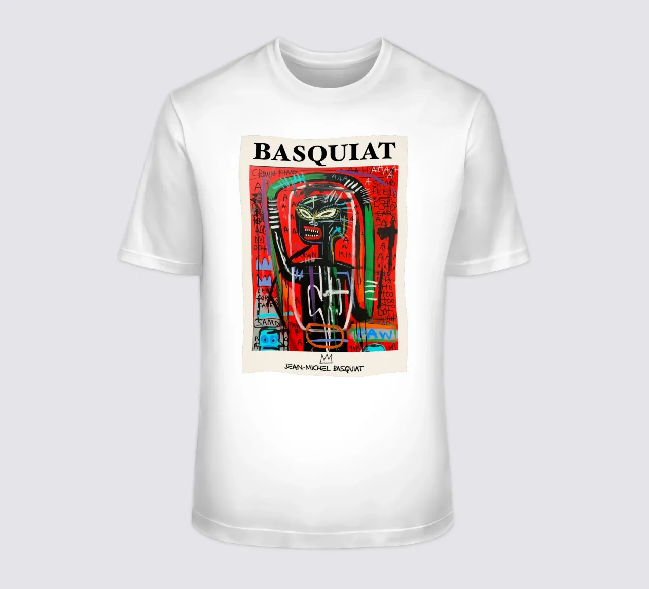 Ritratto neo-espressionista di Basquiat "Crown King" Red Power t-shirt da NorwesClub