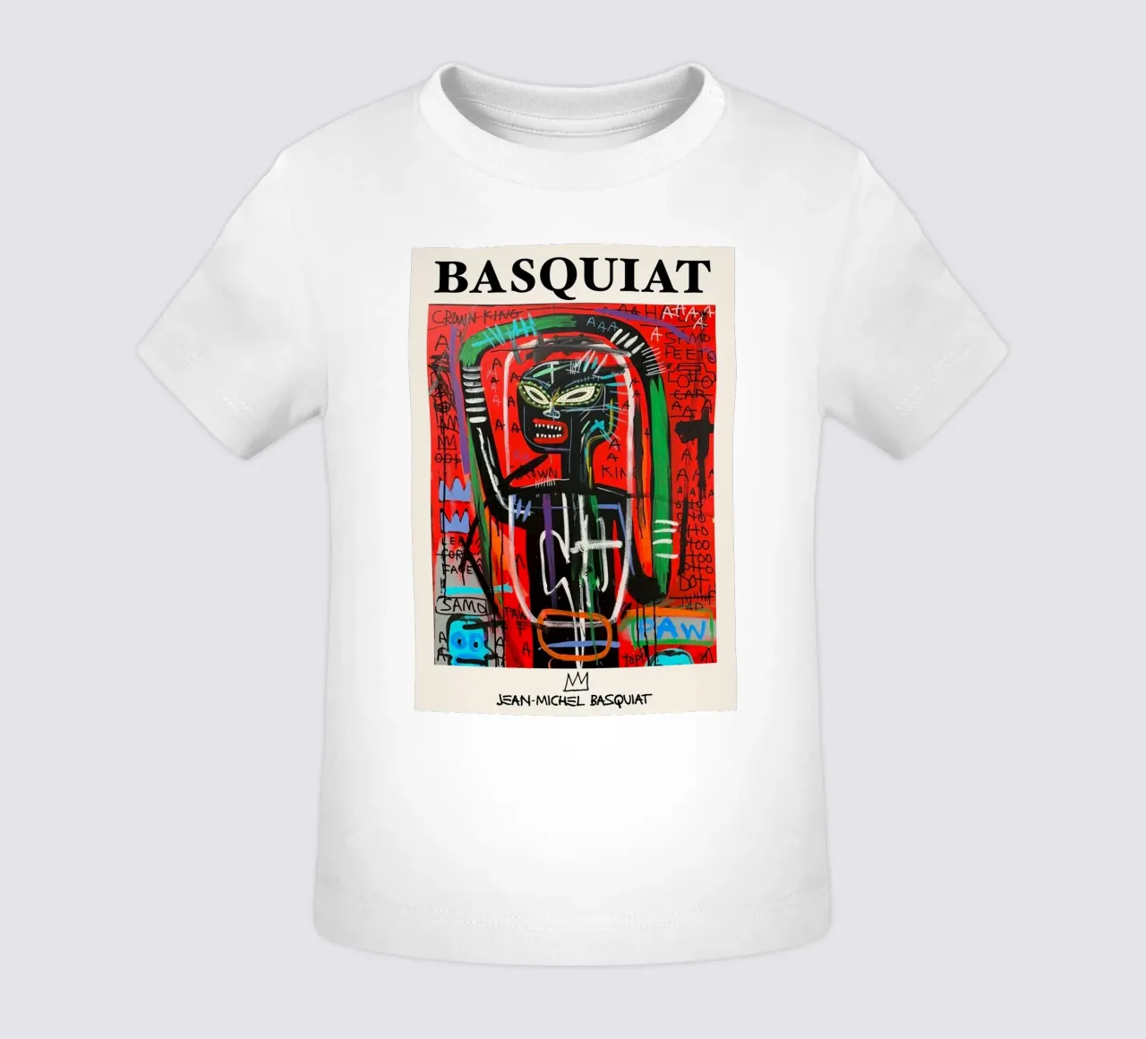Ritratto neo-espressionista di Basquiat "Crown King" Red Power maglietta neonato da NorwesClub