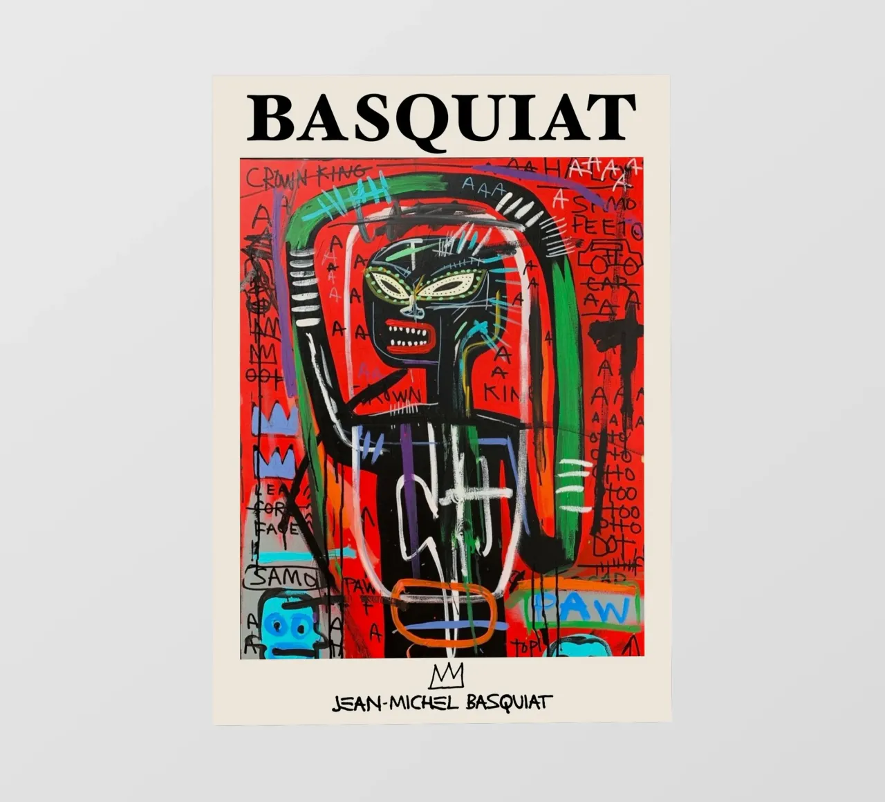 Ritratto neo-espressionista di Basquiat "Crown King" Red Power telo in pvc da NorwesClub