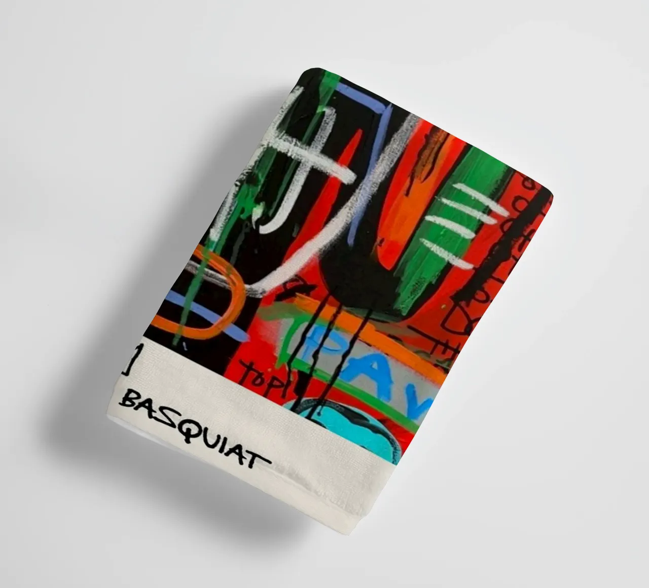 Ritratto neo-espressionista di Basquiat "Crown King" Red Power asciugamano da bagno da NorwesClub