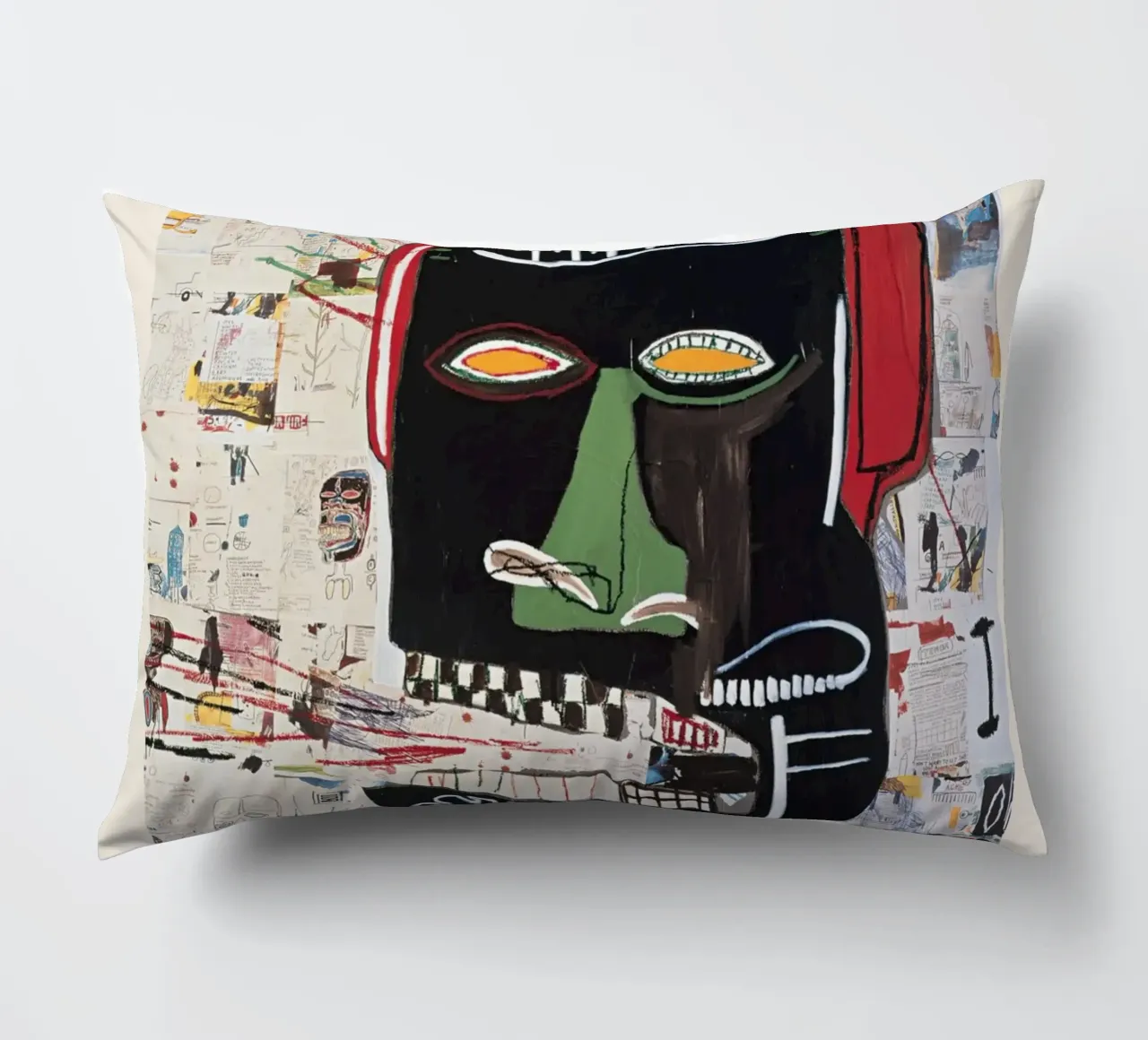 Basquiat "Untitled (Abstract Head)" Neo-Expressionist Rawnes decorative cushion by NorwesClub