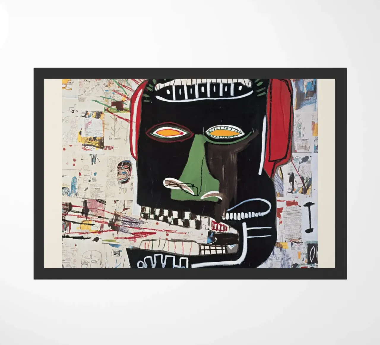 Basquiat "Untitled (Abstract Head)" Neo-Expressionist Rawnes doormat by NorwesClub