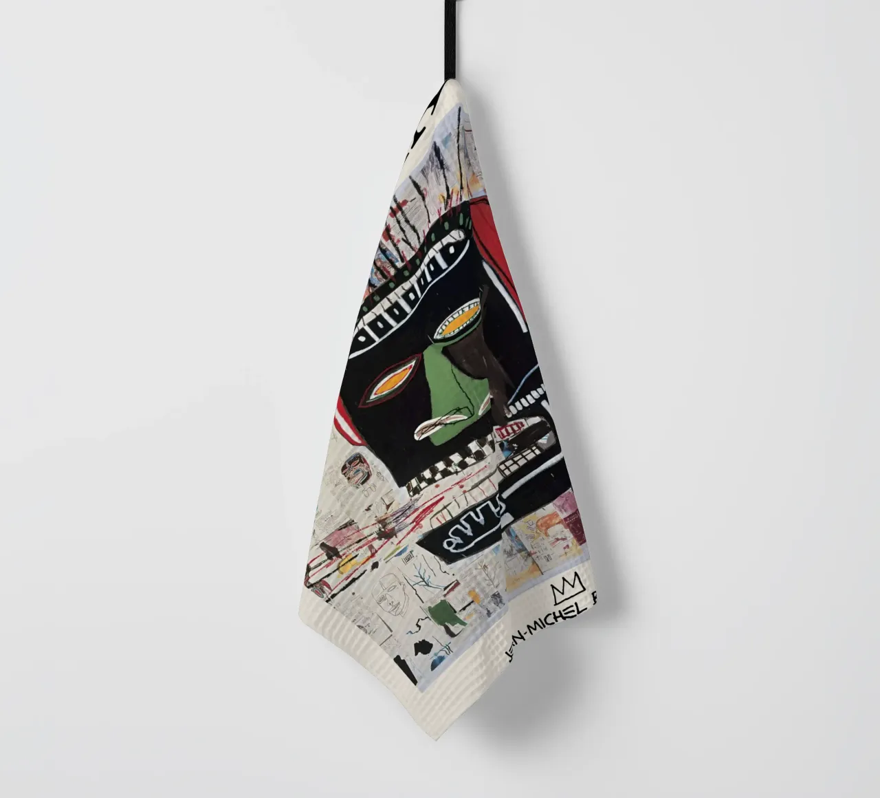 Basquiat "Untitled (Abstract Head)" Neo-Expressionist Rawnes tea towel by NorwesClub