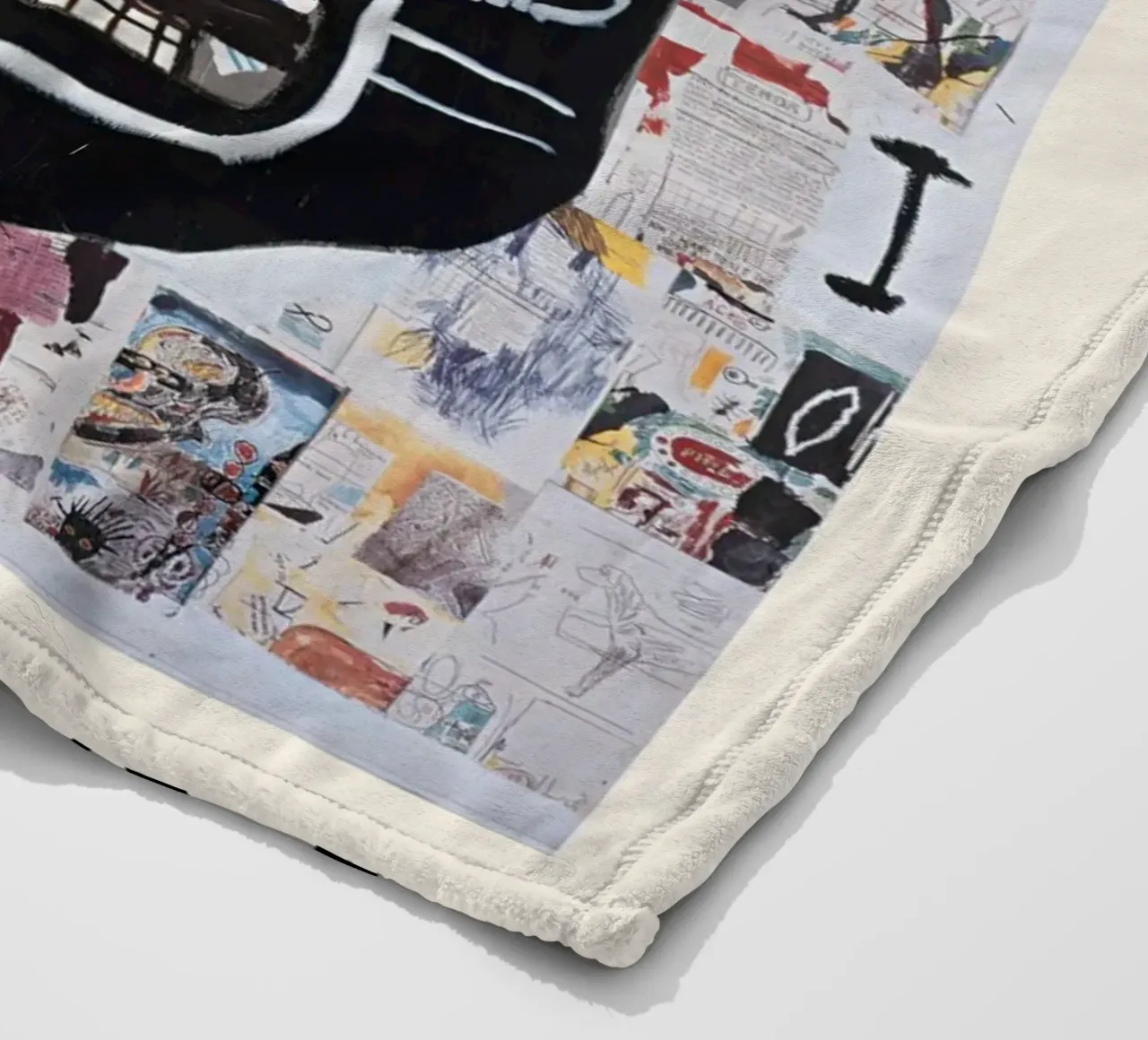Basquiat "Untitled (Abstract Head)" Neo-Expressionist Rawnes fleece blanket by NorwesClub