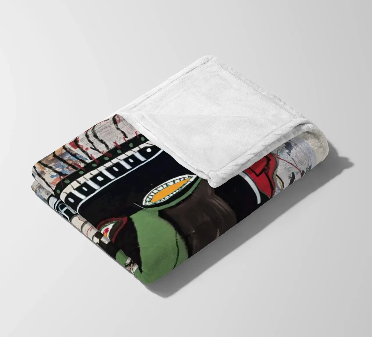 Basquiat "Untitled (Abstract Head)" Neo-Expressionist Rawnes fleece blanket by NorwesClub