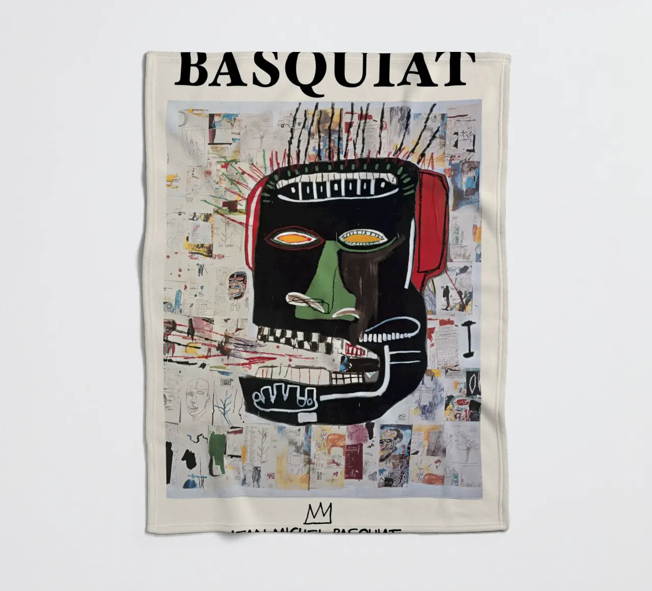 Basquiat "Untitled (Abstract Head)" Neo-Expressionist Rawnes fleece blanket by NorwesClub