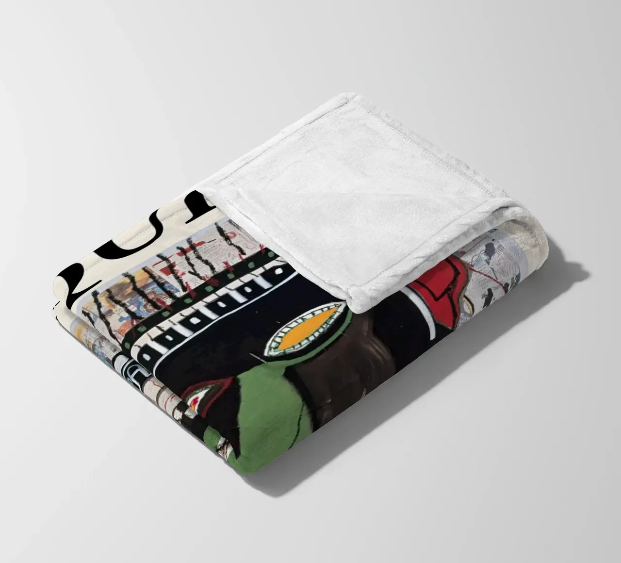 Basquiat "Untitled (Abstract Head)" Neo-Expressionist Rawnes fleece blanket by NorwesClub
