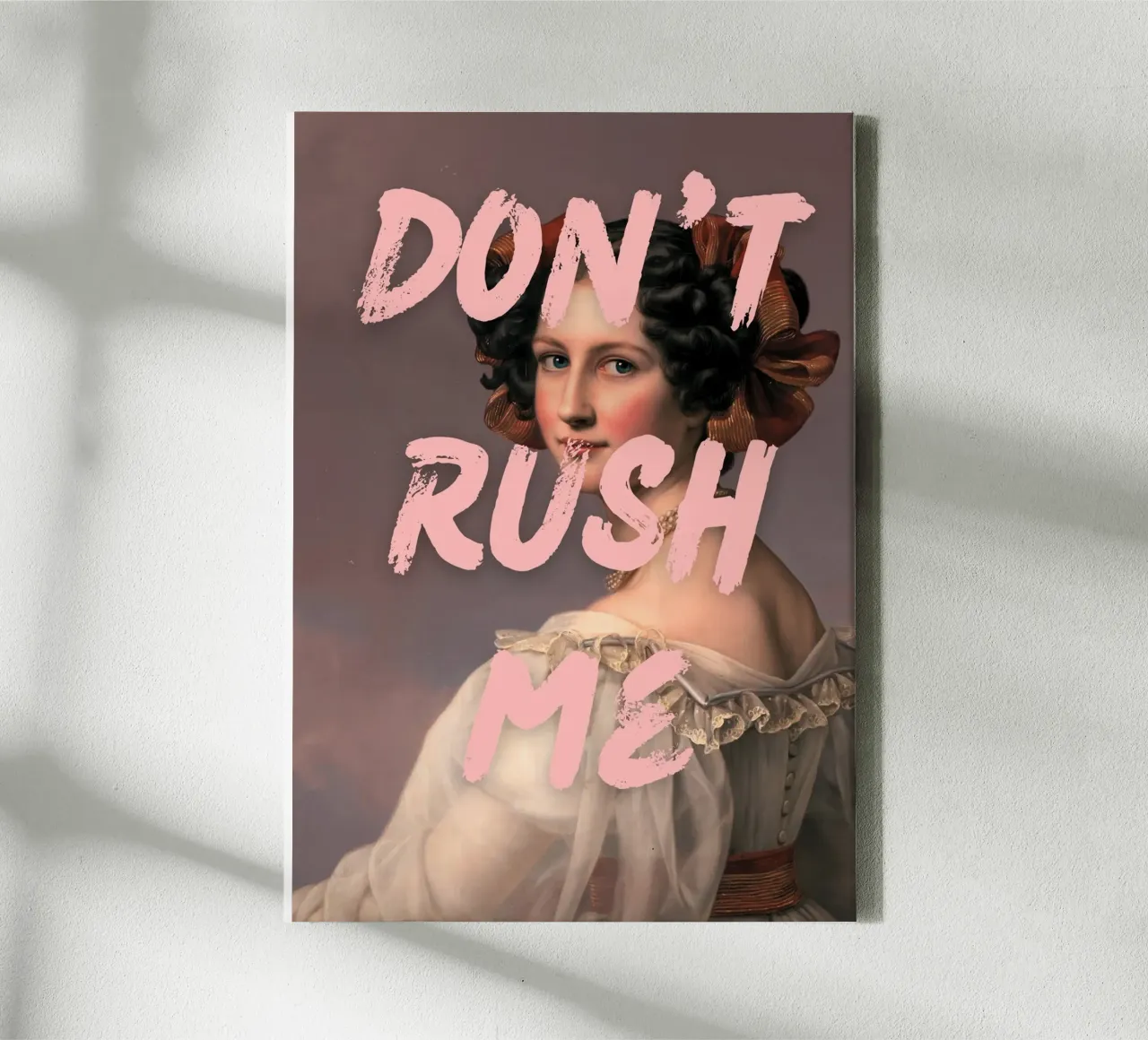 "Don't Rush Me" - Pop Art, Remix classico, Empowerment, Rosa tela con Cornice a cassetta da NorwesClub