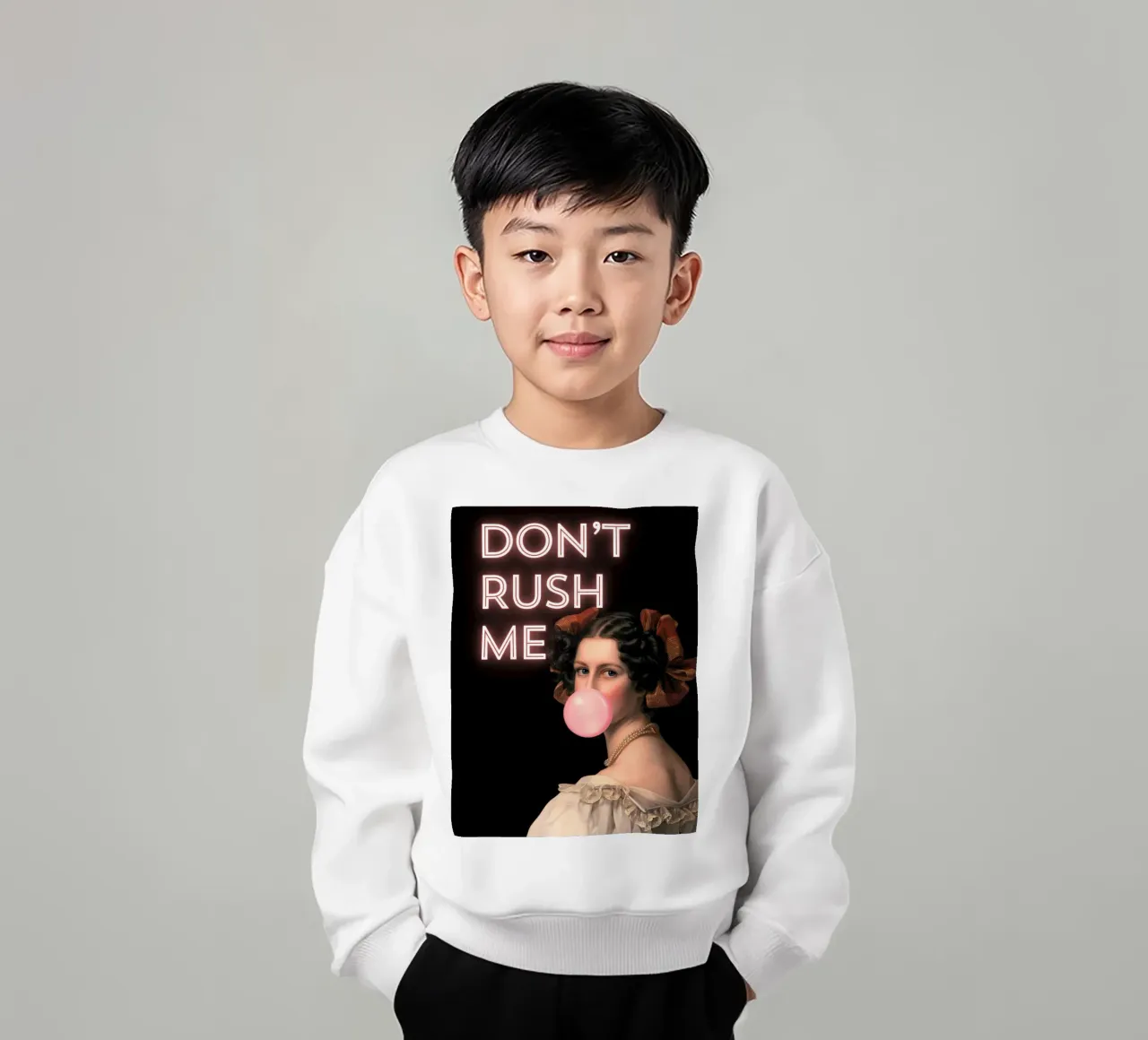 "Don't Rush Me" - Arte pop, bagliore al neon, remix classico, energia felpa bambino da NorwesClub