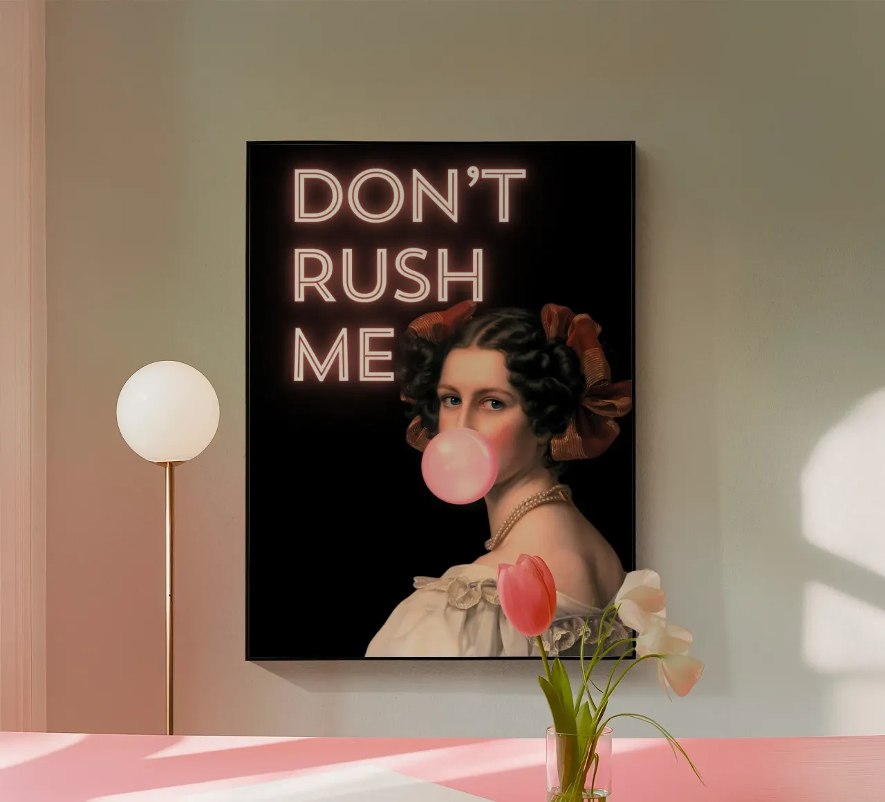 "Don't Rush Me" - Arte pop, bagliore al neon, remix classico, energia plexiglass da NorwesClub