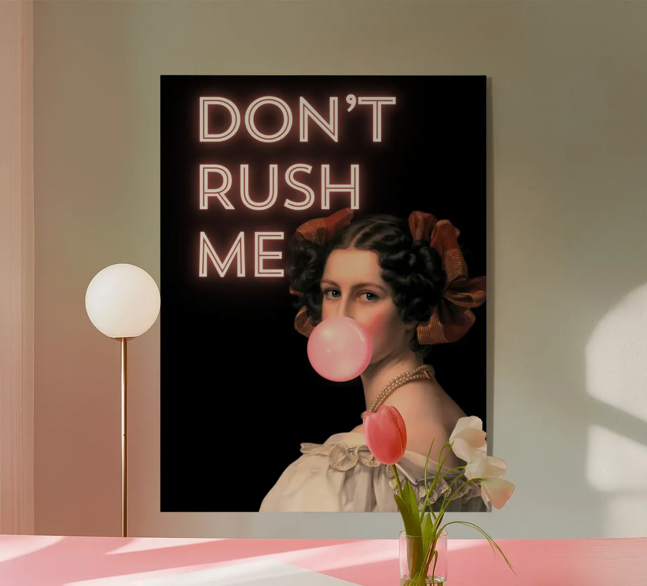 "Don't Rush Me" - Arte pop, bagliore al neon, remix classico, energia plexiglass da NorwesClub